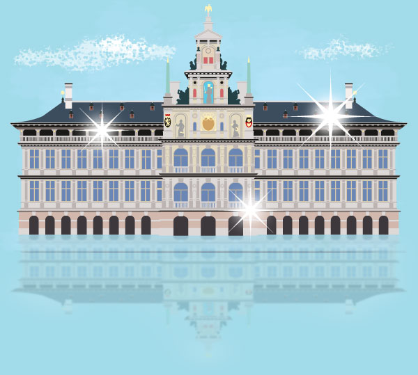 illustratie van een fonkelnieuw stadhuis