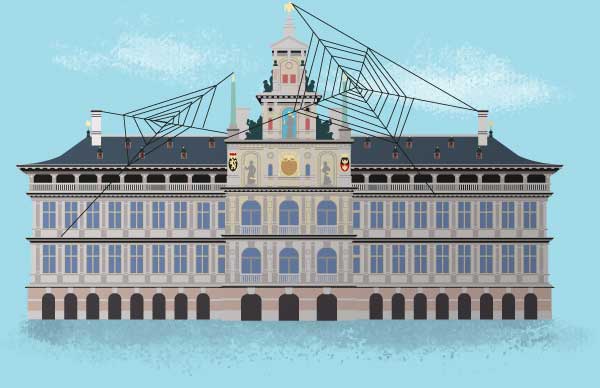 illustratie van het verouderd stadhuis